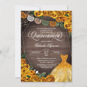 Invitation Parties scintillant de rose jaune rustique Gown Fi