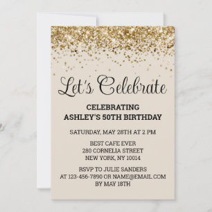 Invitation Parties scintillant de sable et d'or 50e anniversa