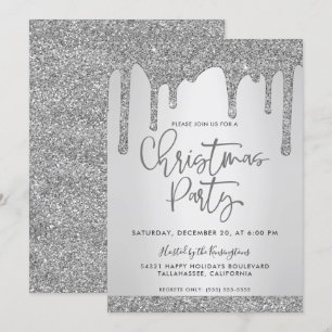 Invitation Parties scintillant de séchage en argent de Noël F