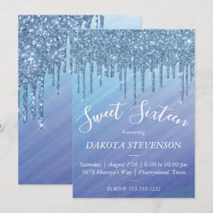 Invitation Parties scintillant de séchage   Sweet sixteen Omb