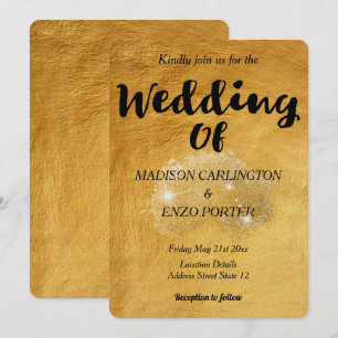 Invitation Parties scintillant de texture papier à huile d'or
