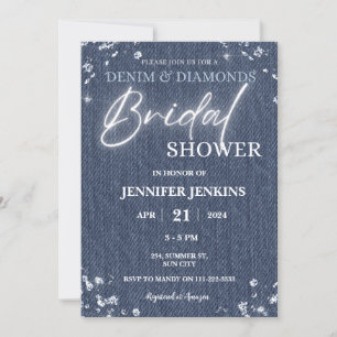 Invitation Parties scintillant Denim Diamonds Bling Élégante 