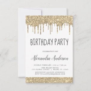 Invitation Parties scintillant d'éperlan blanc d'or à tout âg
