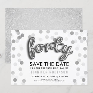Invitation Parties scintillant des ballons d'argent Confetti 