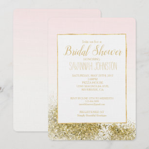 Invitation Parties scintillant des Faux d'or rose pâle