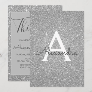 Invitation Parties scintillant d'étincelle d'argent 13e treiz