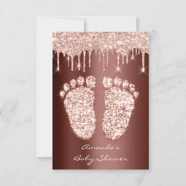 Invitation Parties scintillant d'étincelle Rose Baby shower B (Dos)