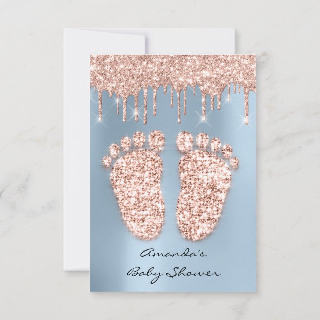 Invitation Parties scintillant d'étincelle Rose Baby shower b (Dos)