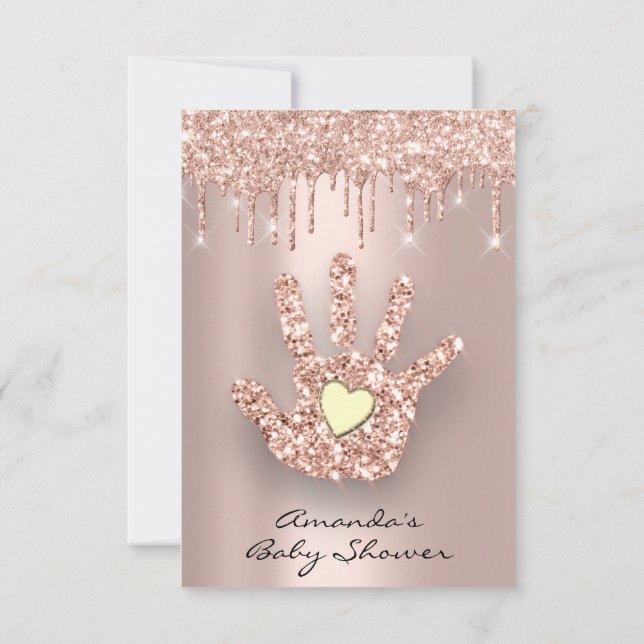 Invitation Parties scintillant d'étincelle Rose Baby shower d (Dos)