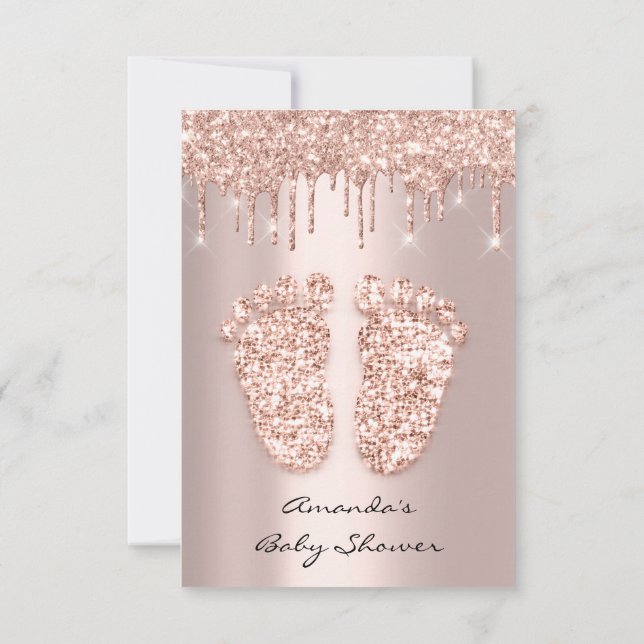 Invitation Parties scintillant d'étincelle Rose Pieds de Baby (Dos)
