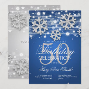 Invitation Parties scintillant d'hiver Silver Blue 50th Birth