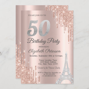 Invitation Parties scintillant, Diamants Tour Eiffel 50e anni