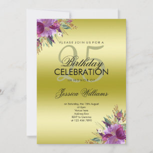 Invitation Parties scintillant Diamond Aquarelle Fleurs Or An