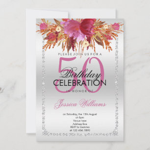 Invitation Parties scintillant Diamond Classy Fleurs d'aquare