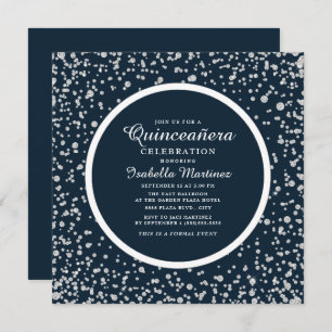 Invitation Parties scintillant Diamond en argent bleu marine 