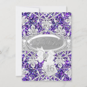 Invitation Parties scintillant Diamond violet Princess Sweet 
