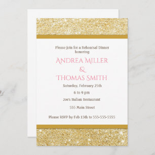 Invitation Parties scintillant Dîner de répétition Gold Pink 
