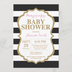 Invitation Parties scintillant d'invitation Baby shower noir 