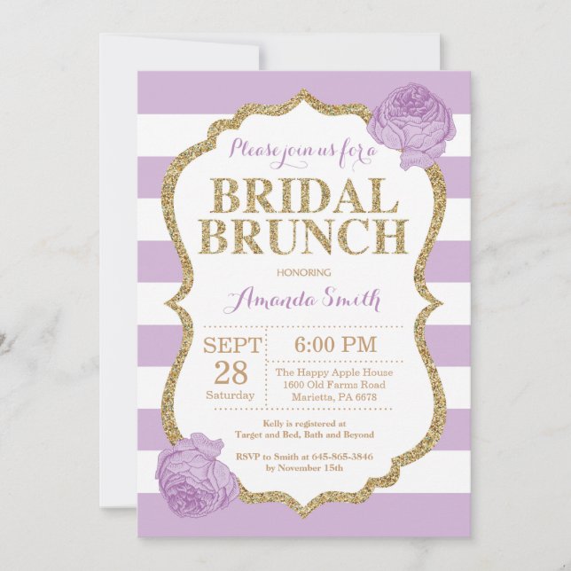 Invitation Parties scintillant d'invitation de Brunch nuptial (Devant)