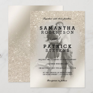Invitation parties scintillant d'ivoire de perle mariage phot