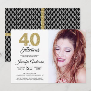 Invitation Parties scintillant d'or 40 et fabuleux 40e annive