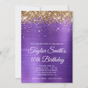 Invitation Parties scintillant d'or Amethyst Purple 30e anniv
