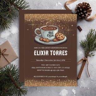 Invitation Parties scintillant d'or Baby shower d'hiver Choco