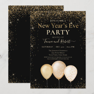 Invitation Parties scintillant d'or Ballons fête de la Saint-