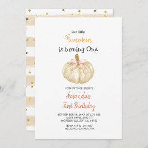 Invitation PARTIES SCINTILLANT d'or BLANC Citrouille 1er anni