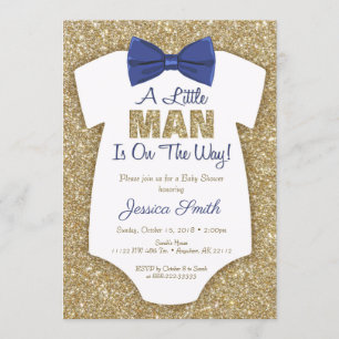 Invitation Parties scintillant d'or Bowtie Baby shower Invita