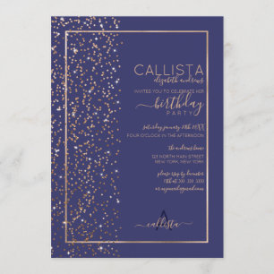 Invitation Parties scintillant d'or brillant de la Marine Con
