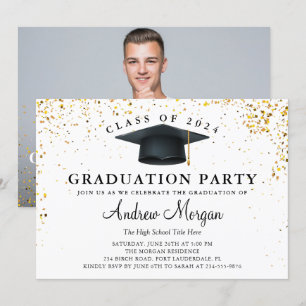 Invitation Parties scintillant d'or Casquette de grade de la 