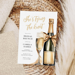 Invitation Parties scintillant d'or Champagne Brunch nuptial