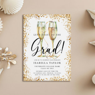 Invitation Parties scintillant d'or Champagne Graduation Part