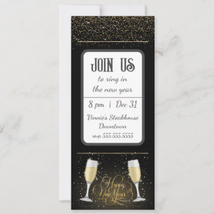 Invitation Parties scintillant d'or Champagne verre Invitatio