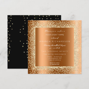 Invitation Parties scintillant d'or Champaigne Noir Confetti 