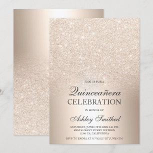 Invitation parties scintillant d'or chic à l'ombre du feuil m