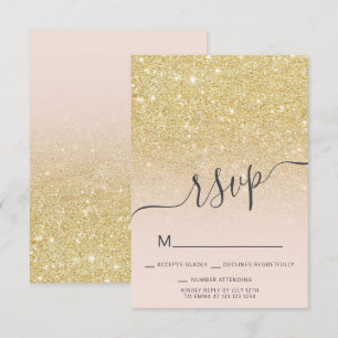 Invitation Parties scintillant d'or chic ombre RSVP blush ros