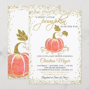 Invitation Parties scintillant d'or Citrouille Baby shower ne