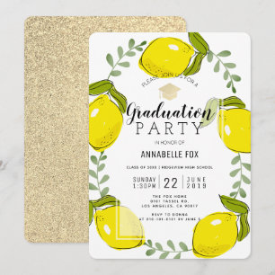 Invitation Parties scintillant d'or Citrus Citrus citron