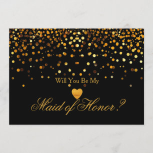 Invitation Parties scintillant d'or Coeur Faux bonne d'honneu