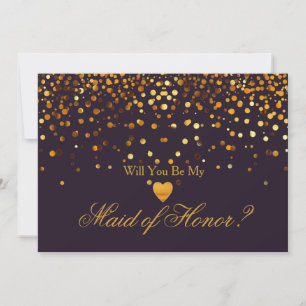 Invitation Parties scintillant d'or Coeur Faux bonne d'honneu