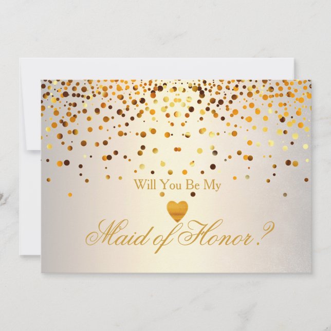 Invitation Parties scintillant d'or Coeur Faux bonne d'honneu (Devant)
