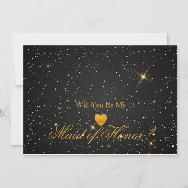 Invitation Parties scintillant d'or Coeur Faux bonne d'honneu (Devant)