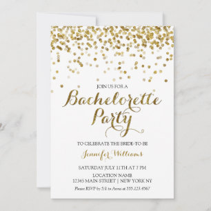 Invitation Parties scintillant d'or Confetti Bachelorette Inv