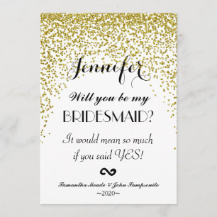 Invitation Parties scintillant d'or Confetti Bridesmaitres In