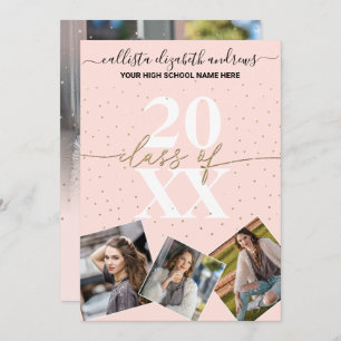 Invitation Parties scintillant d'or Confetti Classe de Gradua