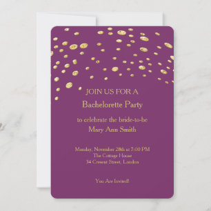 Invitation Parties scintillant d'or Confetti Éclats violet Ba