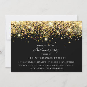 Invitation Parties scintillant d'or Confetti & Lumières Fêt