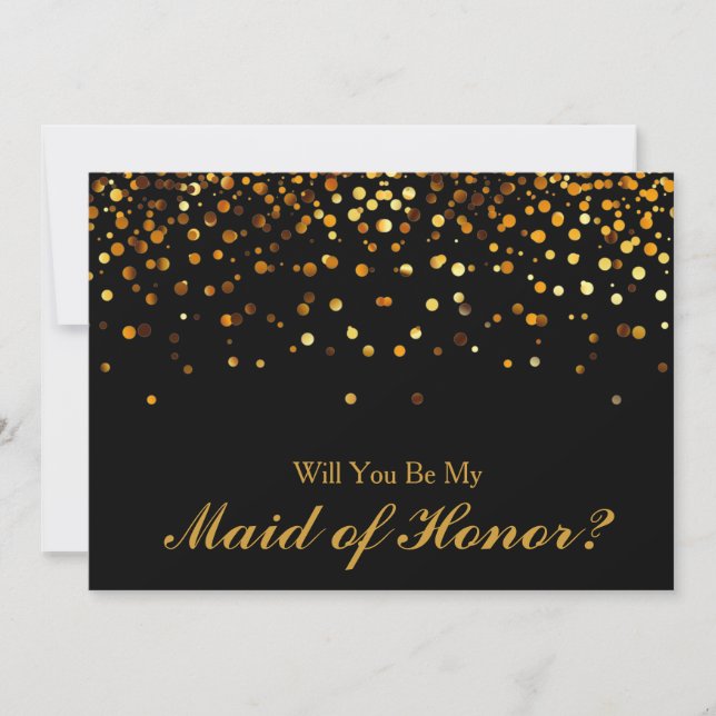 Invitation Parties scintillant d'or Confetti Maid of Honor (Devant)